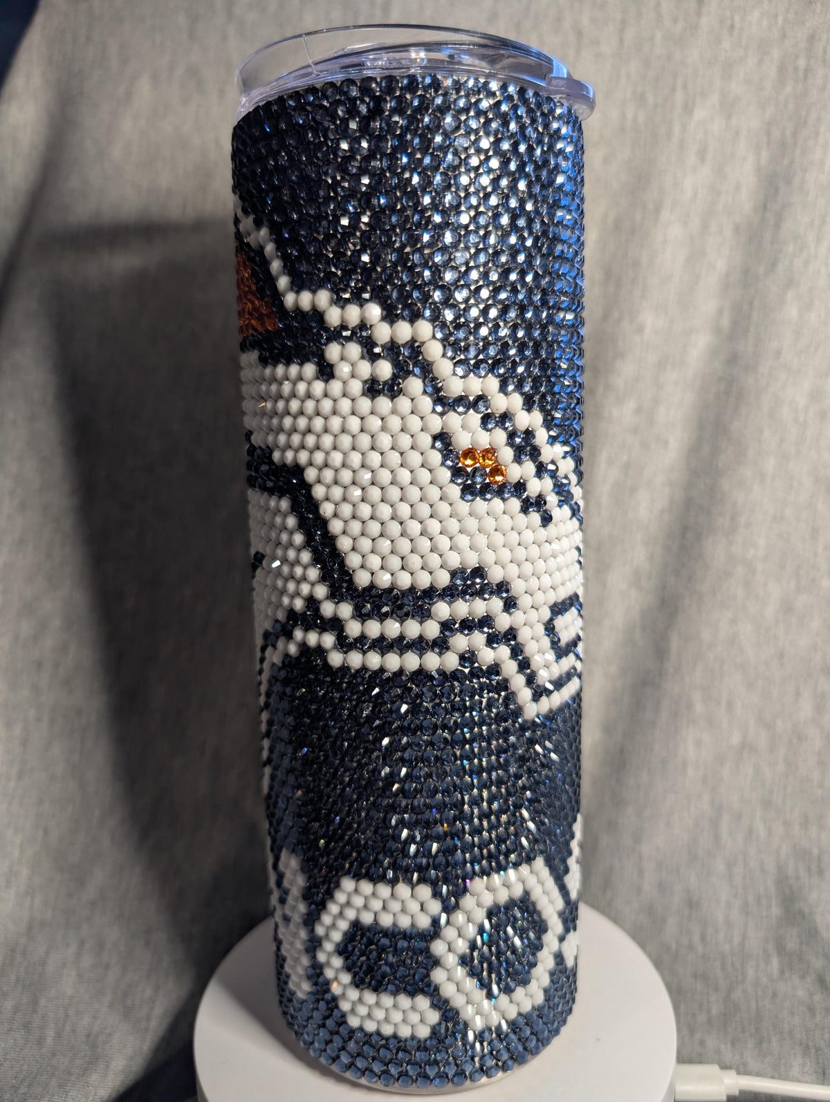Denver (blue)  Football Team Rhinestone skinny tumbler