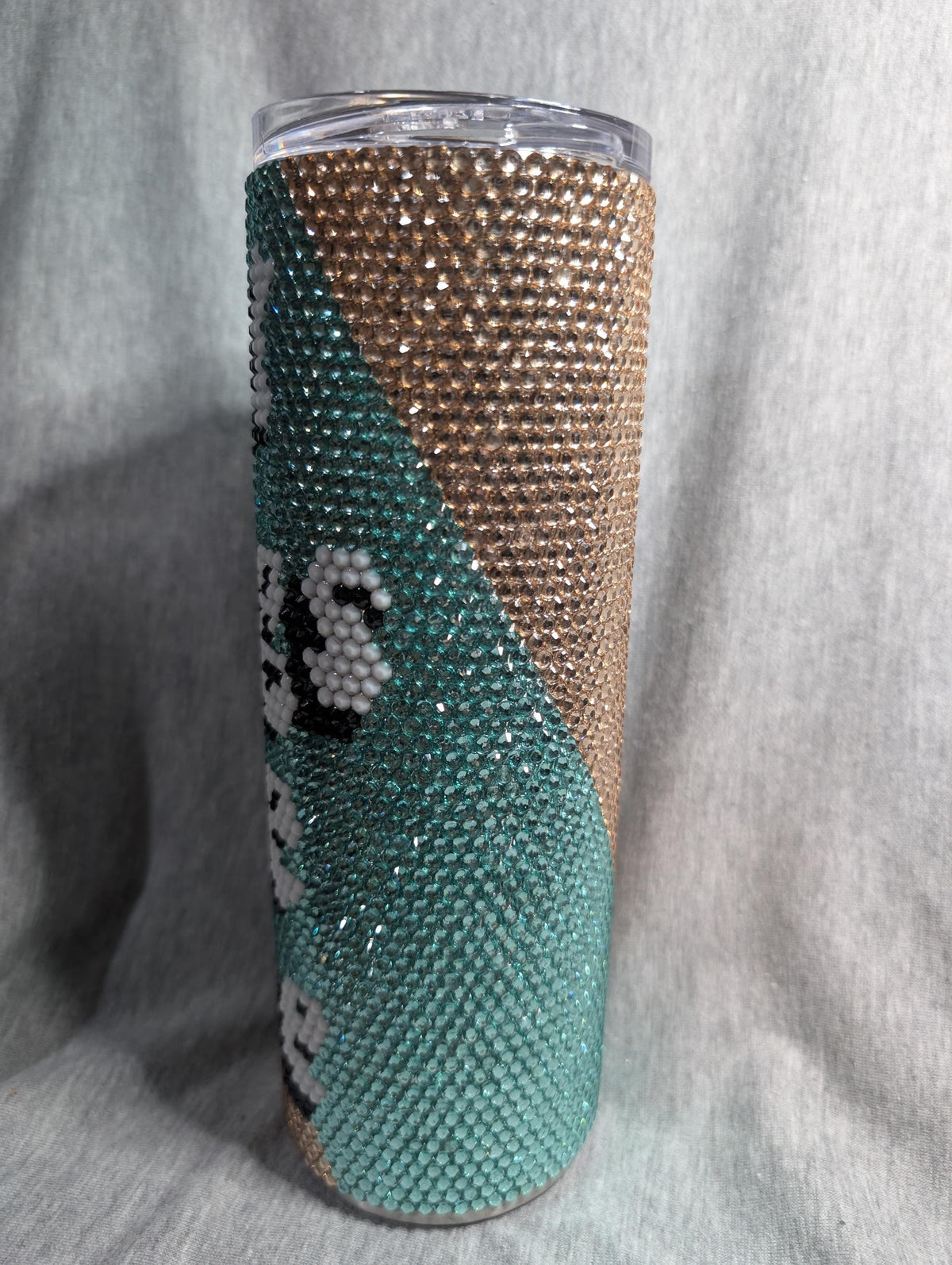 20 oz  Good things take time Rhinestone skinny tumbler