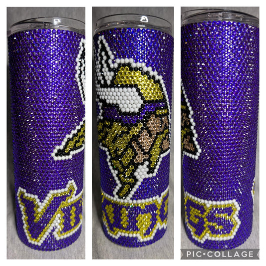Minnesota Football Team Rhinestone 20 oz skinny tumbler