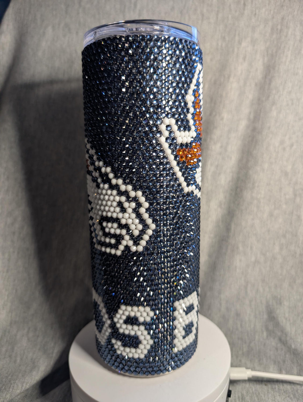 Denver (blue)  Football Team Rhinestone skinny tumbler