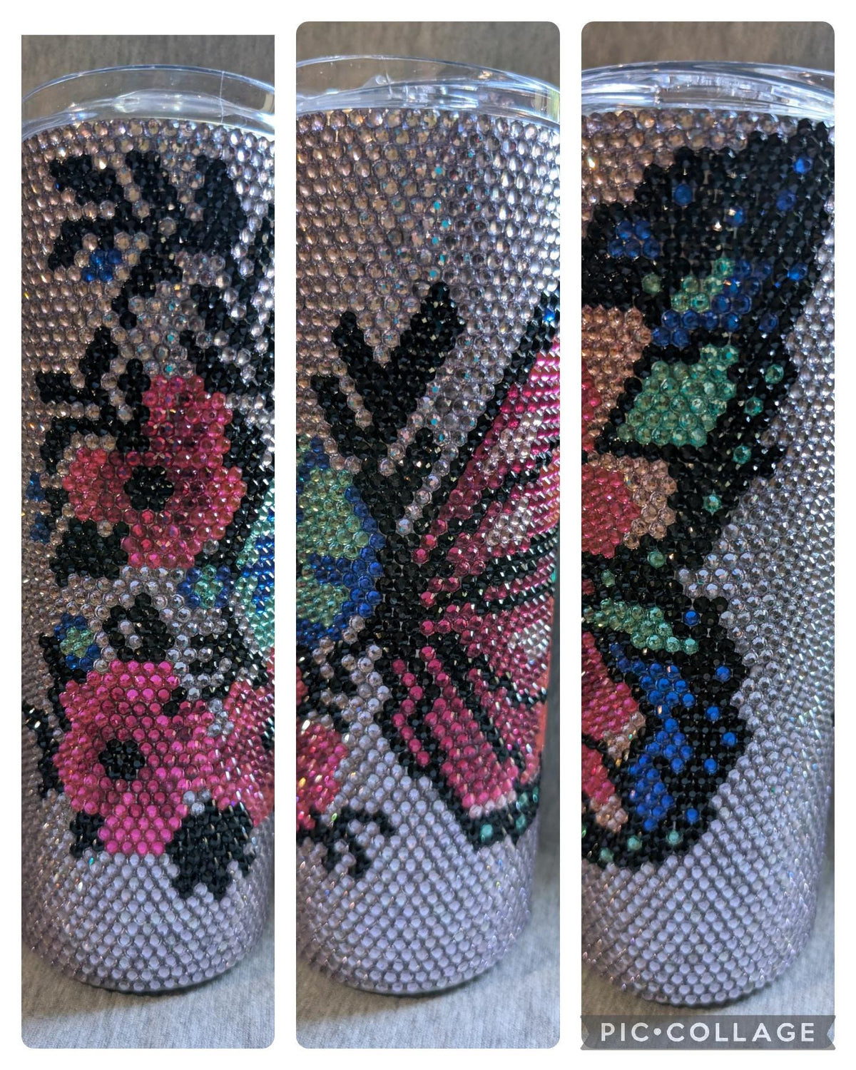Butterfly flower rhinestone tumbler
