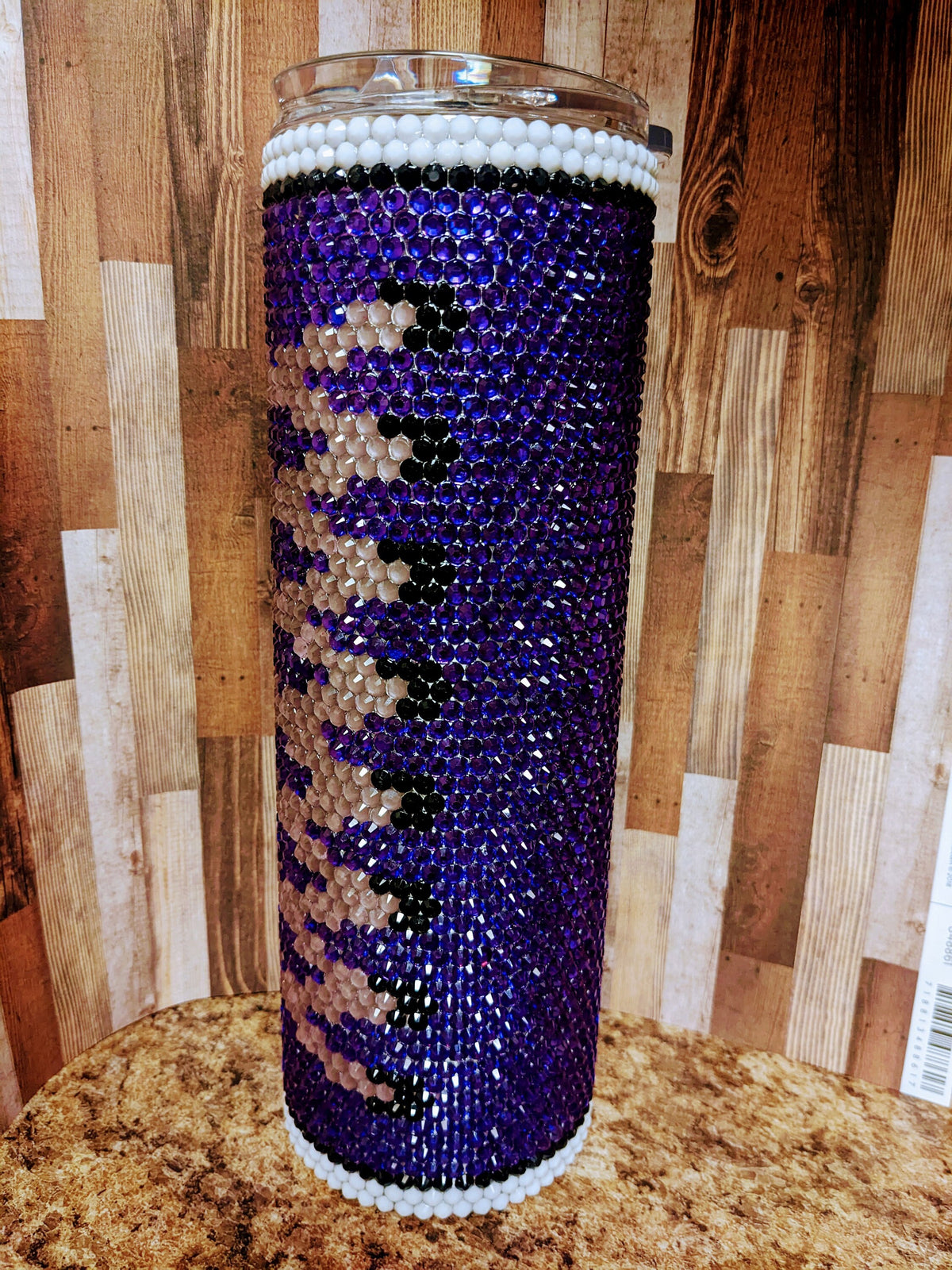 Purple Tennis Shoe glow in the dark laces 30 oz skinny tumbler