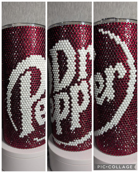 Dr Pepper Soda Rhinestone 20 oz thick tumbler