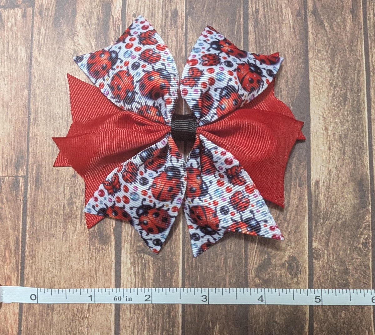 Ladybug Grosgrain Ribbon Hair Bow