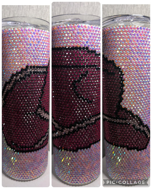 20 oz  Pink Cowboy Hat  Rhinestone skinny tumbler
