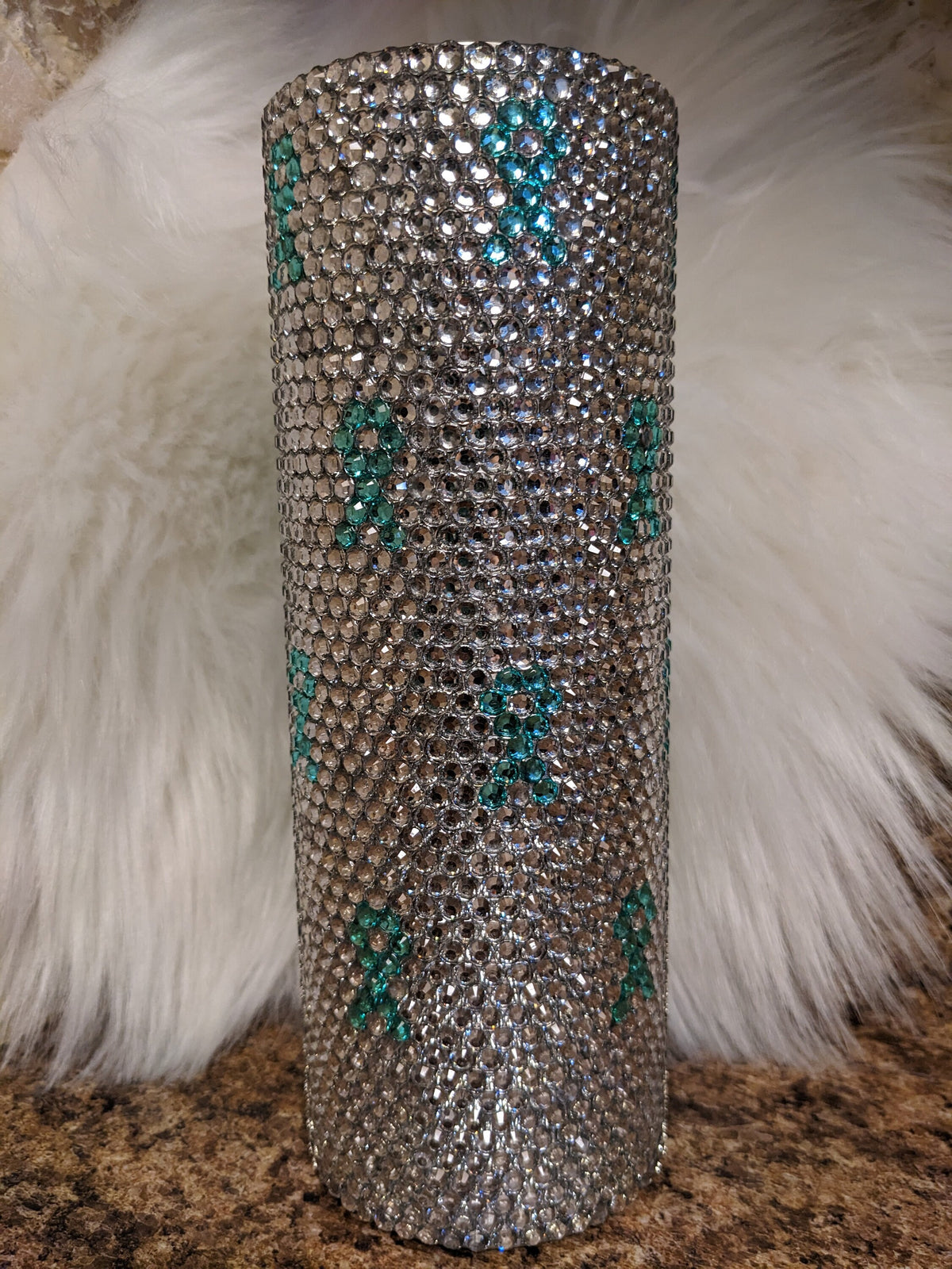 Cancer Awareness Rhinestone 20oz skinny tumbler