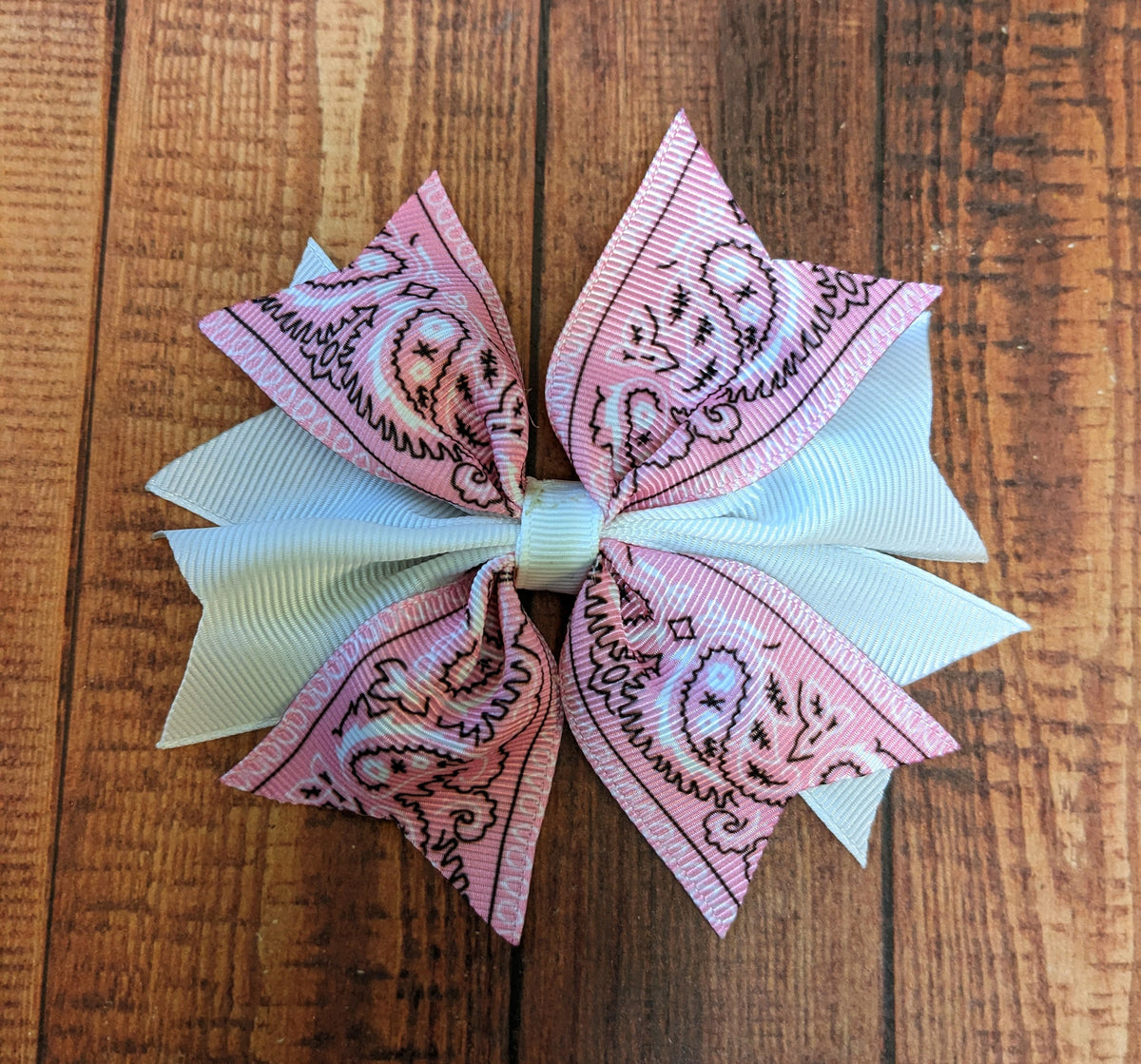 Pink and White Bandana bow set