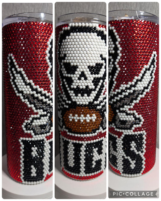 Tampa Bay Football Team Rhinestone 20 oz skinny tumbler