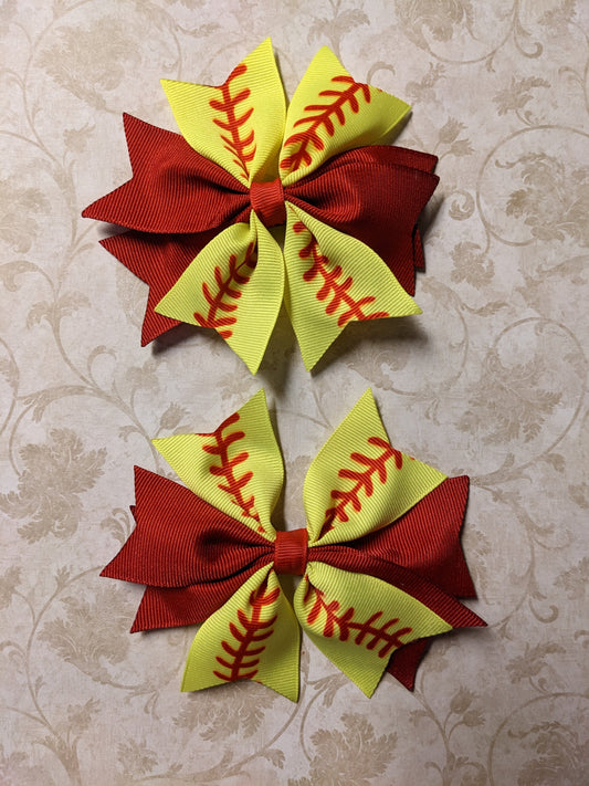 Softball hair bow  set