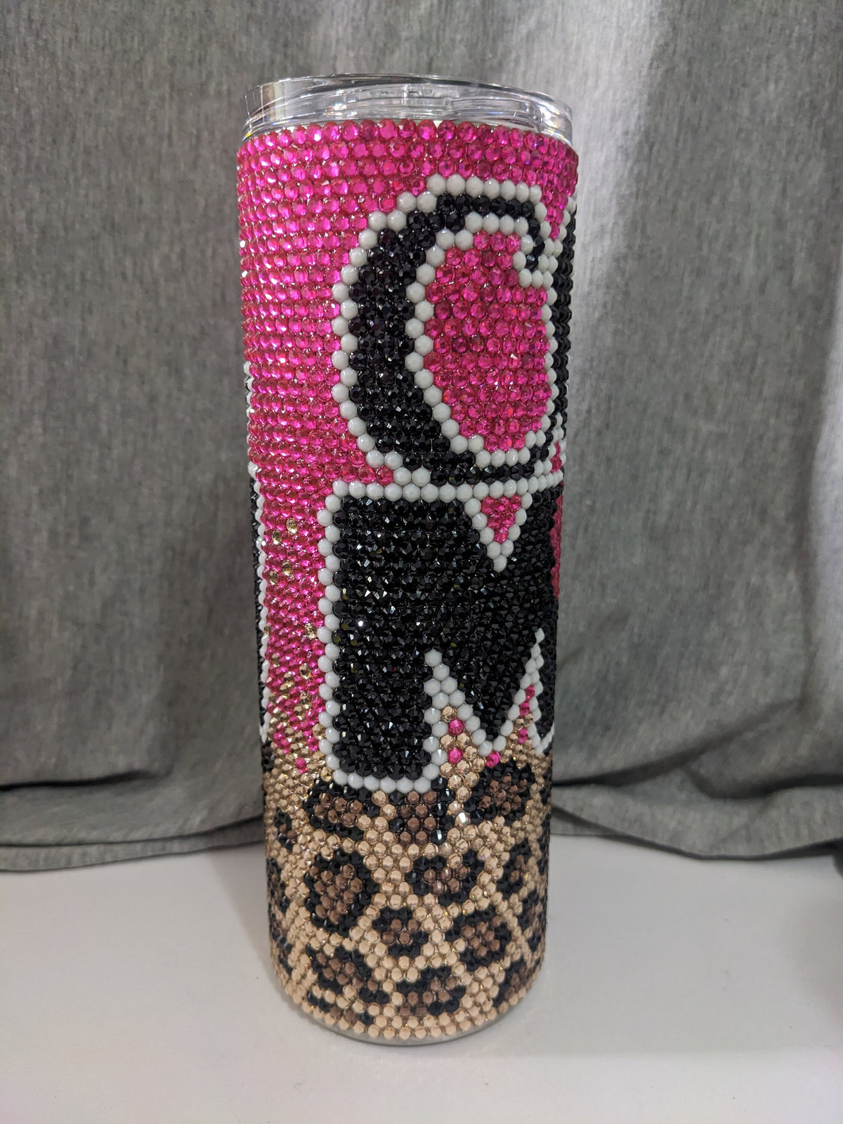 Leopard Cheer Mom Rhinestone 20 oz skinny tumbler