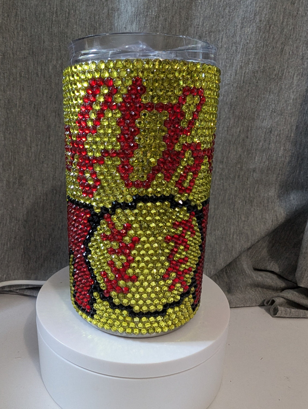 Softball Mom 14oz skinny Rhinestone tumbler