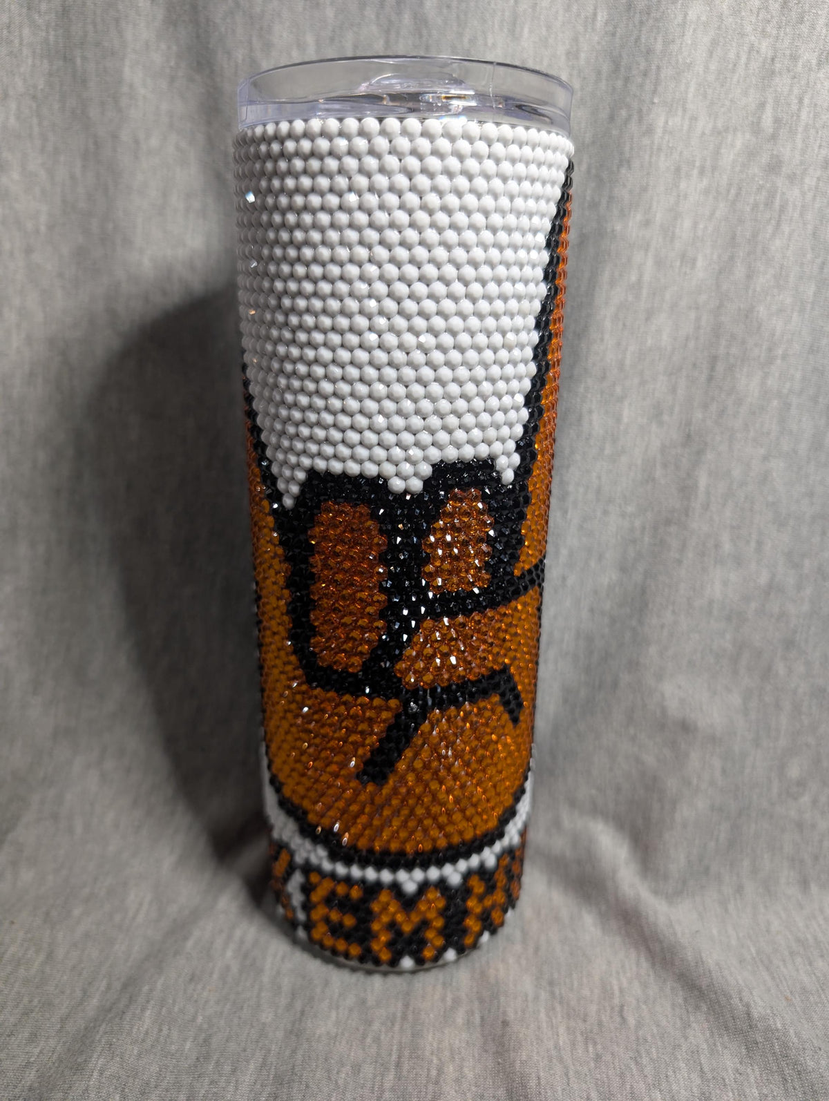Longhorn Football Team Rhinestone 20 oz skinny tumbler