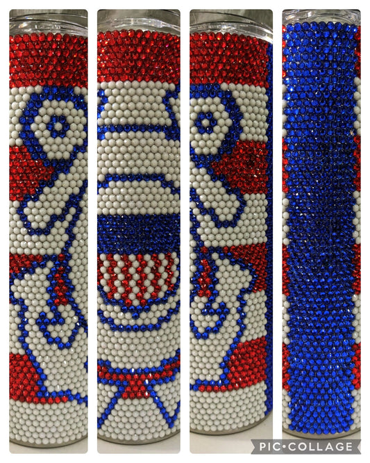 Military Coast Guard Rhinestone 20 oz skinny tumbler