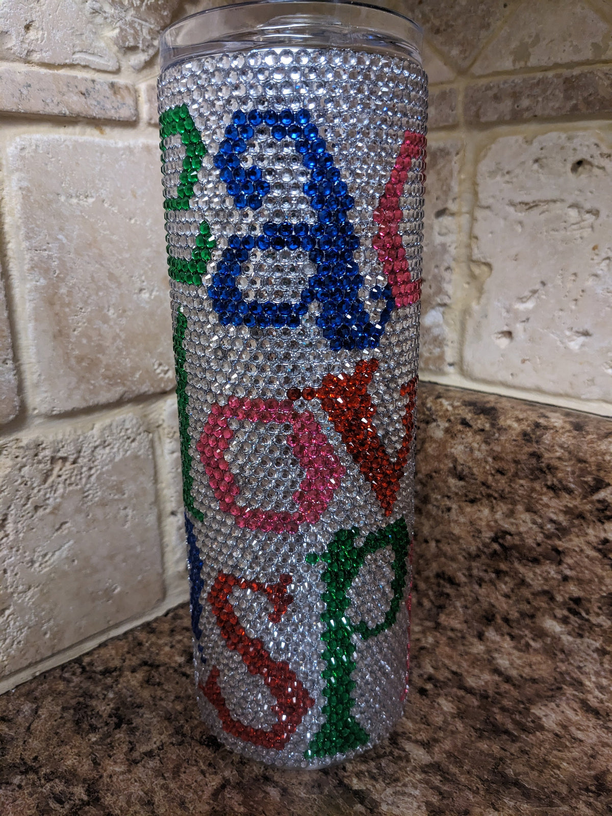 Teach Love Inspire Rhinestone 20oz skinny tumbler