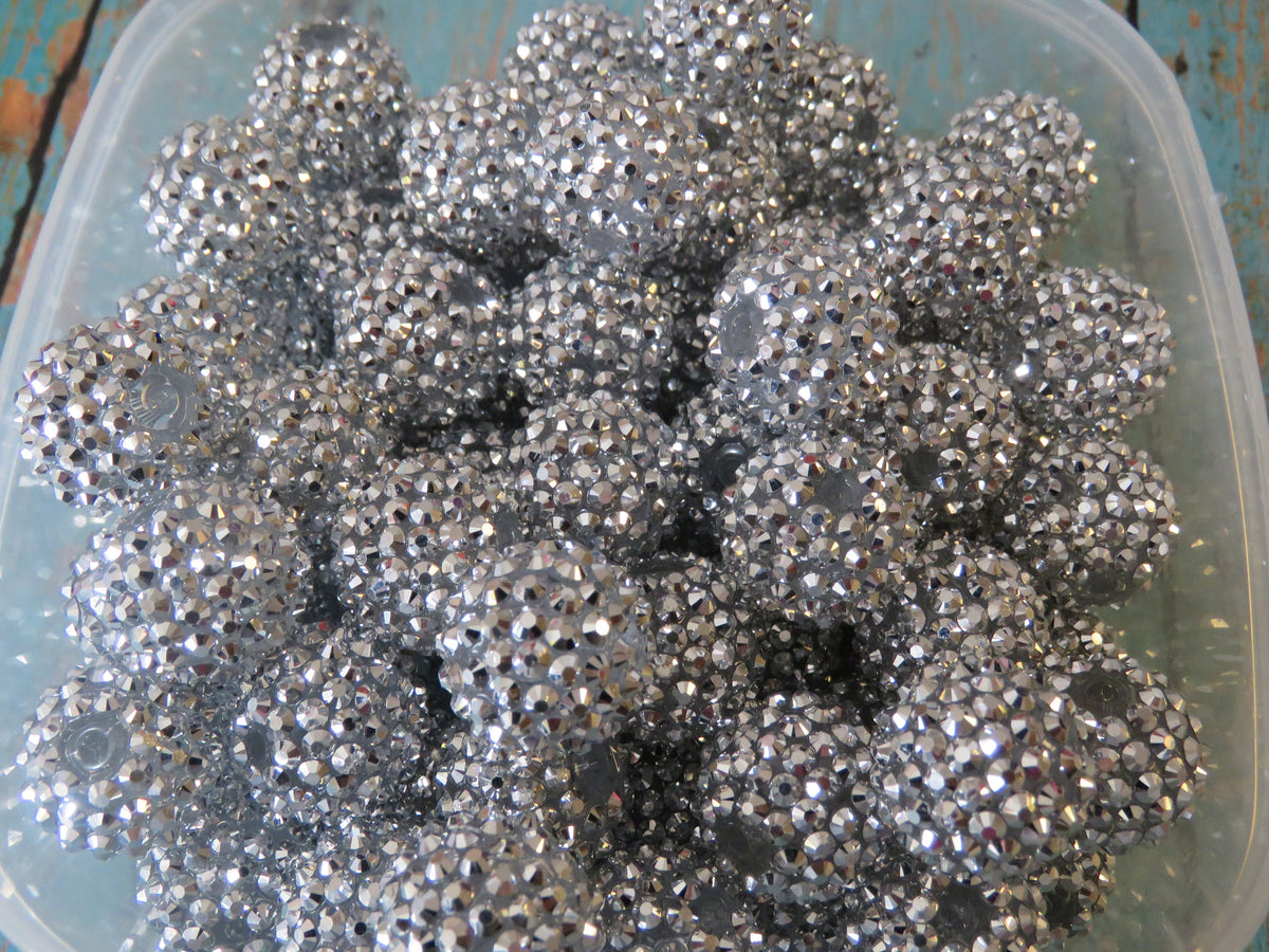 20 mm Silver Bling bubble gum beads