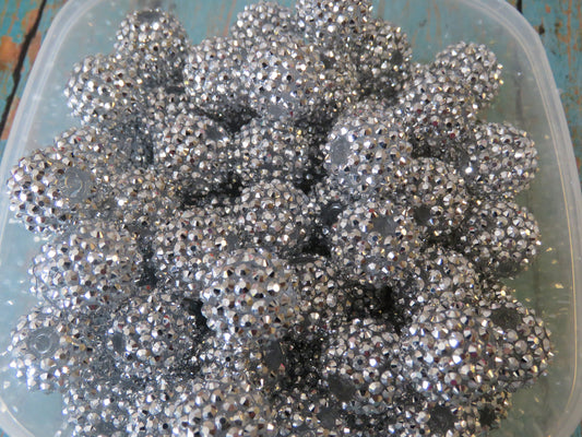 20 mm Silver Bling bubble gum beads