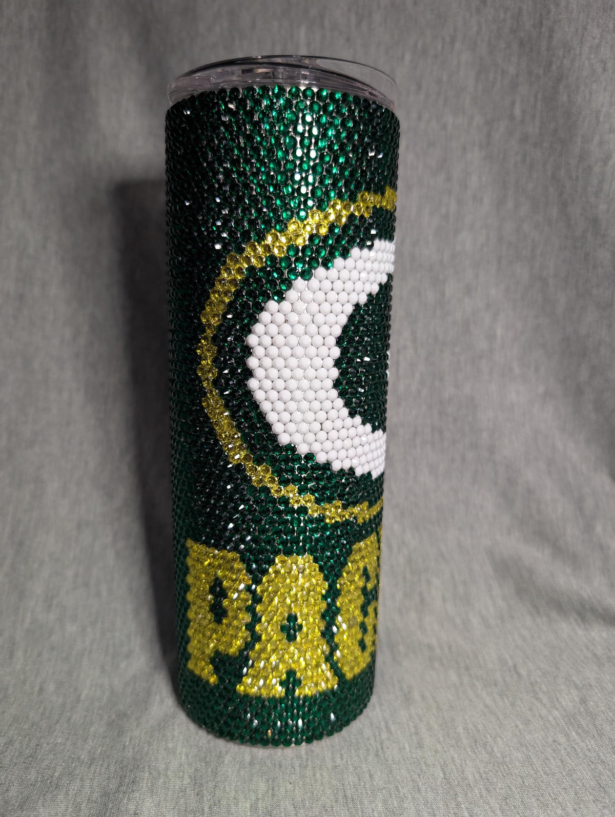 Greenbay Football Team Rhinestone skinny tumbler