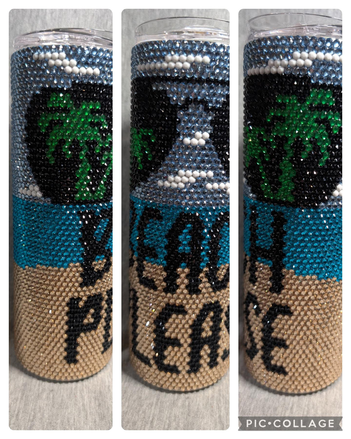Beach Please Rhinestone skinny tumbler